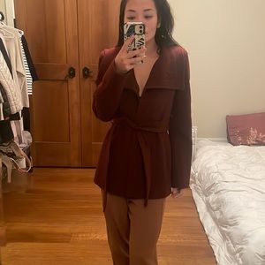 Maroon Connor short wool coat from Aritzia / babaton